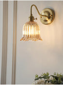 Axyaa Retro Floral Glass Wall Lamp: Modern Nordic Wall Sconce for Bedroom LED Lighting