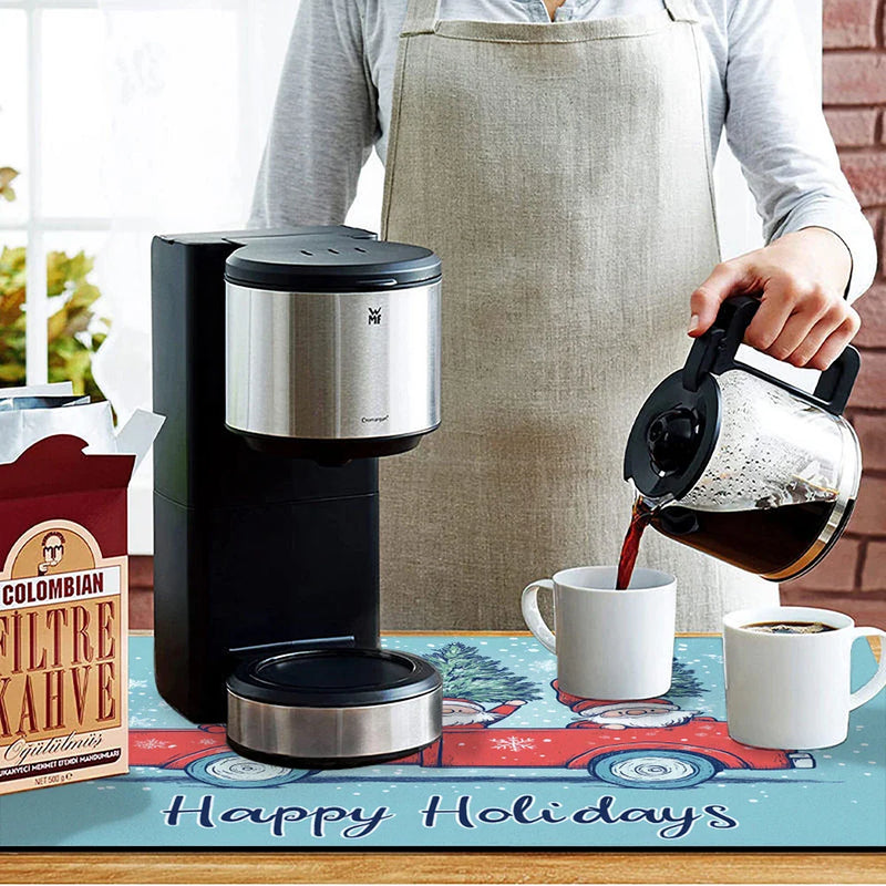 Axyaa Christmas Drying Mat: Non-slip Heat Resistant Kitchen Counter Pad