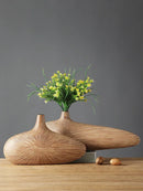 Axyaa Striped Resin Vase Imitation Wood Finish - Desktop Decoration & Crafts
