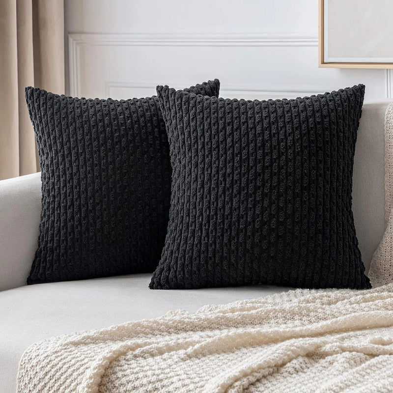 Axyaa 18x18 Corduroy Throw Pillows for Sofa, Bed & Living Room