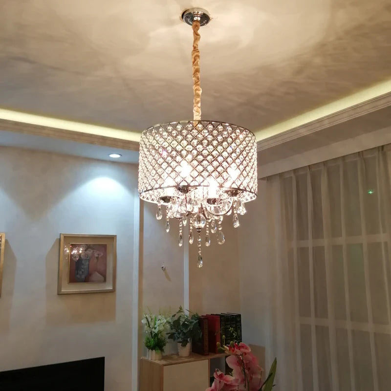 Axyaa Crystal Ceiling Chandelier: Elegant Iron Art Pendant Light for Home Décor