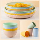Axyaa Wheat Straw Tableware Set - Dinnerware Plates & Bowls for Camping & Home