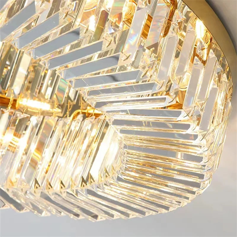 Modern Crystal LED Chandelier - Axyaa Chrome/Gold Ceiling Lamp for Stylish Living Room Decor