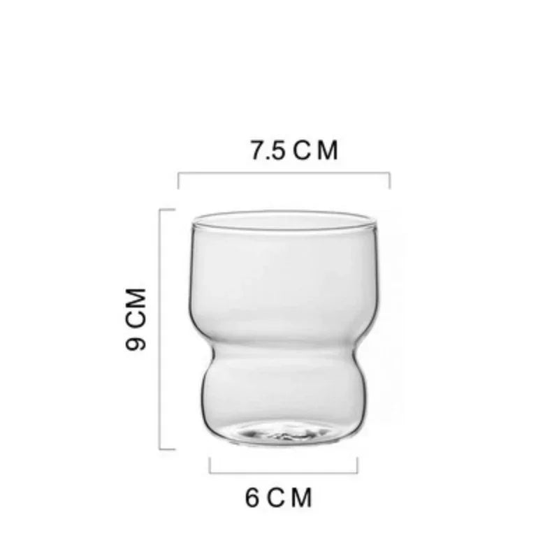 Axyaa 300ML Ins Iced Milk Glass Cups, Ribbed Drinking Glasses for Cocktail Beer Juice