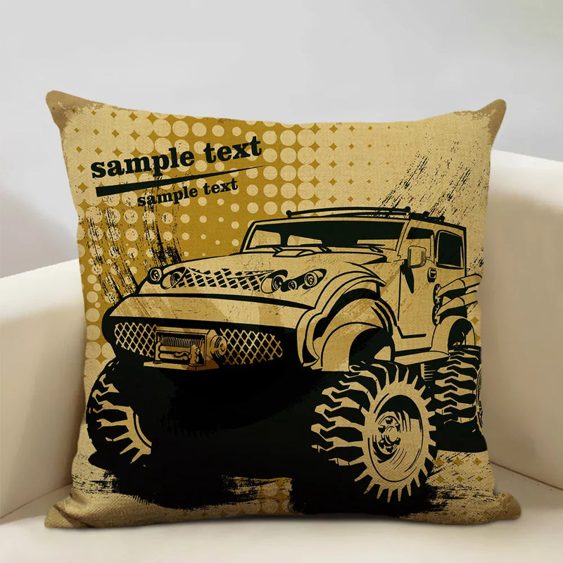 Axyaa Classic Cars Print Cushion Cover 45X45CM Pillowcase Linen Throw Pillow