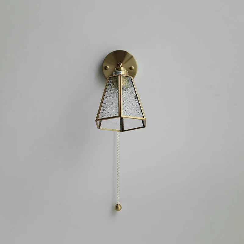 Axyaa Clear Glass LED Wall Lamp Gold Brass Finish Japan Style Home Décor