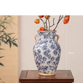 Axyaa Blue and White Chinese Porcelain Vase for Home Decor