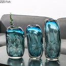 Axyaa Blue Bubble Glass Vase Hydroponic Flower Pot Modern Desk Decoration