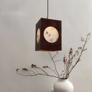 Axyaa Bamboo Rhyme Wooden Chandelier Vintage Fabric Lampshade for Study, Bedroom, Restaurant