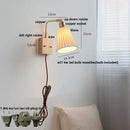Axyaa Rotatable Walnut LED Wall Sconce White Glass Bedside Lamp