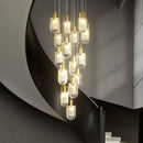 Axyaa Modern Crystal Stair Chandelier - Rotating Long Design for Luxe Penthouse