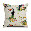 Tropical Birds Linen Pillowcase Set for Decorative Throw Cushions by Axyaa