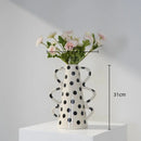 Axyaa Polka Dot Ceramic Vase Pot Home Decor Handicrafts Flower Arrangement Accessory