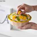 Axyaa Ceramic High-Footed Breakfast Bowl with Lid & Snack Plate