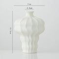 Axyaa White Ceramic Calabash Vase for Room Decoration and Floral Arrangement