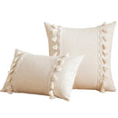 Axyaa Boho Tufted Lumbar Pillow Cover with Tassels - Modern Farmhouse Style