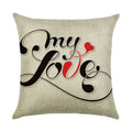 Axyaa Linen Pillowcase 45*45cm for Household Sofa Decor - Love Letter Series