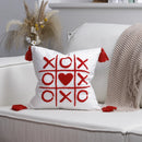 Axyaa Red & White Velvet Embroidered Couple Cushion Cover Set