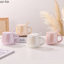 Axya Ceramic Water Cup with Spoon & Cover - Stylish Coffee Milk Tea Mug Gift