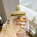 Axyaa Bear Bubble Tea Water Bottle 800ml - Cute Straw, BPA-Free