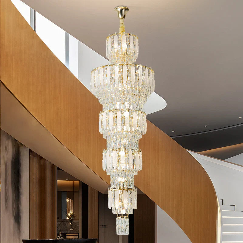 Axyaa Crystal Staircase Chandelier | Elegant European Style for Luxurious Living