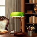 Axyaa Green Glass Table Lamp - Retro Iron Art LED Desk Light for Home and Office