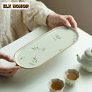 Axyaa Hand-Painted Bamboo Tea Tray: Small, Rectangular, Multi-Use Serving Dish