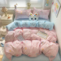 Axyaa Knitted Cotton 4-Piece Floral Dorm Set - Small Fresh Design