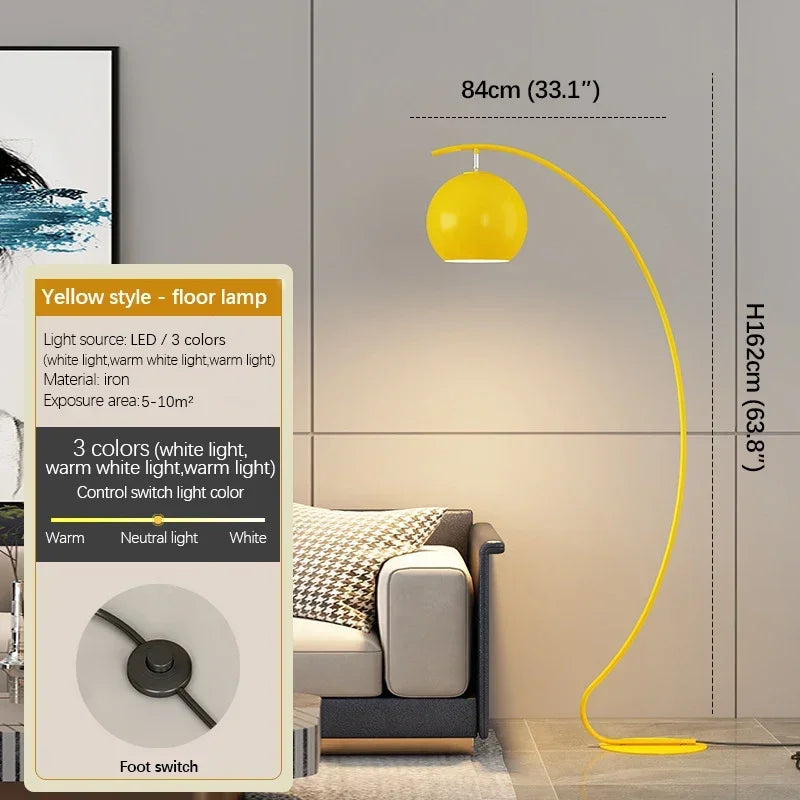 Axyaa Nordic Retro Yellow LED Floor Lamp for Modern Living Room and Bedroom