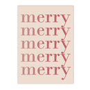 Boho Pink Christmas Tree Snowflake Wall Art Print Set by Axyaa