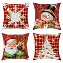 Axyaa Festive Christmas Cushion Cover Set: Snowman, Tree, Santa & Deer Patterns for Sofa