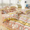 Axyaa Cartoon Floral Print Polyester Full Size Bedding Set with Soft Duvet Cover & Flat Sheet