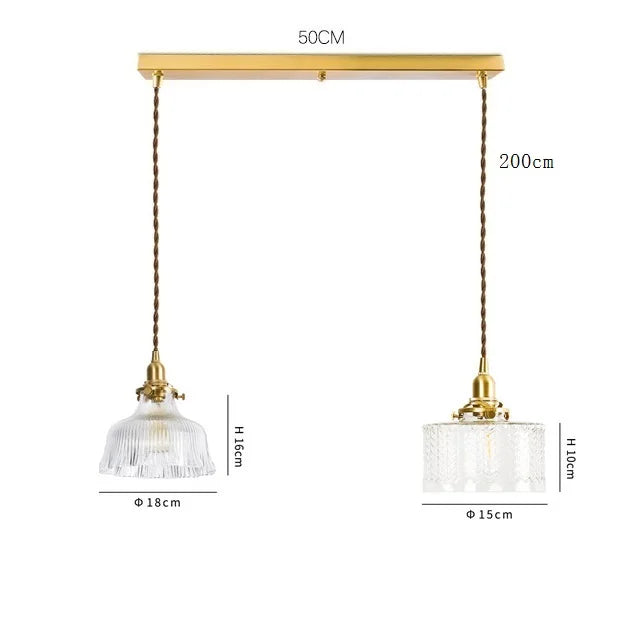 Axyaa Clear Glass LED Pendant Light: Nordic Style Copper Hanging Lamp