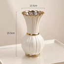 Axyaa White Gold Ceramic Vase with Water-Based Rose Arrangement, French Style Retro Living