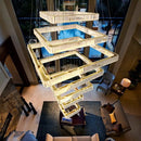 Axyaa Crystal Chandelier Stair Pendant Lamp Living Room Interior Lighting