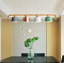 Axyaa Metal LED Pendant Lights with Wood Lampshade for Dining and Kitchen