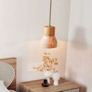 Axyaa Wabi Sabi LED Pendant Light: Bedroom Kitchen Interior Yellow Travertine Wood Fixture