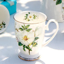 Axyaa Vintage Floral Bone  Coffee Mugs, Porcelain Countryside Espresso Cups