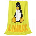 Axyaa Linux Tux Penguin Logo Fleece Throw Blanket for Programmer Geek Nerd Home Decor.