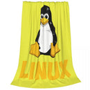 Axyaa Linux Tux Penguin Logo Fleece Throw Blanket for Programmer Geek Nerd Home Decor.