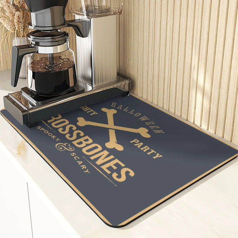 Axyaa Ghost Print Silicone Kitchen Coasters & Dish Mat