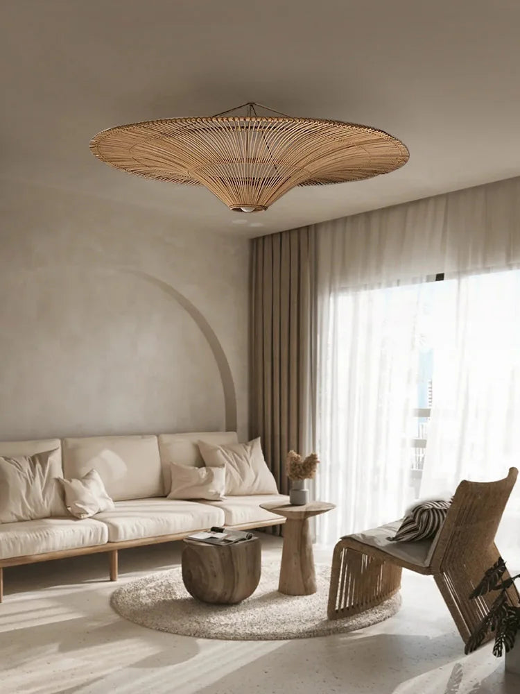 Axyaa Nordic Rattan Chandelier: Elegant Janpanese Wicker Light for Home Decor