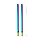 Axyaa Stainless Steel Straw Spoon Set with Brush - Durable, Reusable, & Stylish