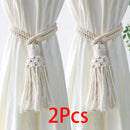Axyaa Macrame Curtain Tiebacks with Bead, Boho Room Decor, Home Decoration Gift
