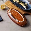 Axyaa Oval Fish Plate Ceramic Sushi Dessert Snack Serving Salad Restaurant Tableware