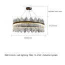 Axyaa Black/Gold Metal Crystal Chandelier LED Pendant Light Luxe Dimmable Fixture