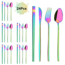 Axyaa 24Pcs Black Gold Cutlery Set Stainless Steel Tableware Luxury Dinnerware