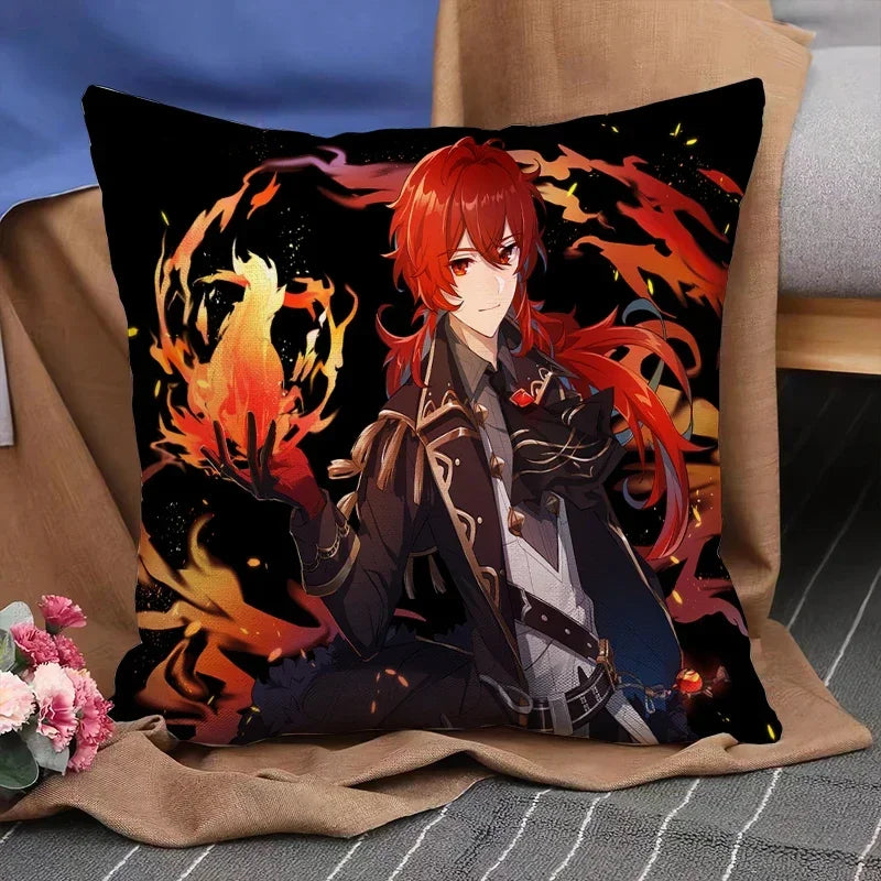 Genshin Impact Anime Pillowcase Cushion Cover 45x45 for Sofa - Axyaa