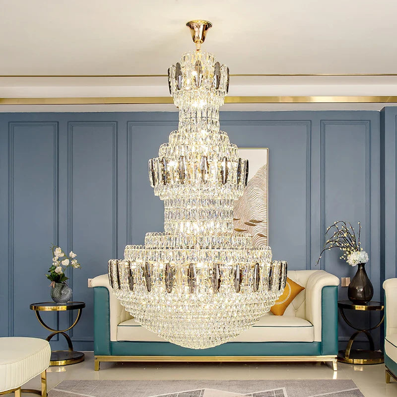 Axyaa Crystal Chandelier: Luxe Lighting for Hotel Lobby & Villa