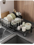 Adjustable Kitchen Drying Rack Organizer for Bowls & Plates - Axyaa Storage Shelf